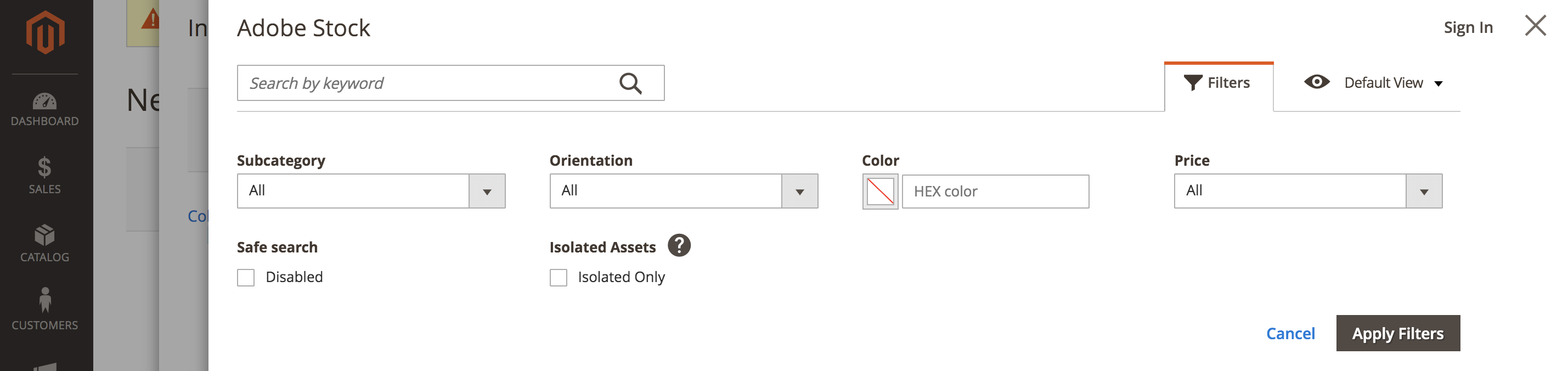 Adobe Stock Suchfilter