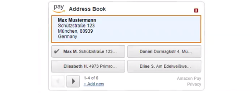 Amazon Pay Adressbuch