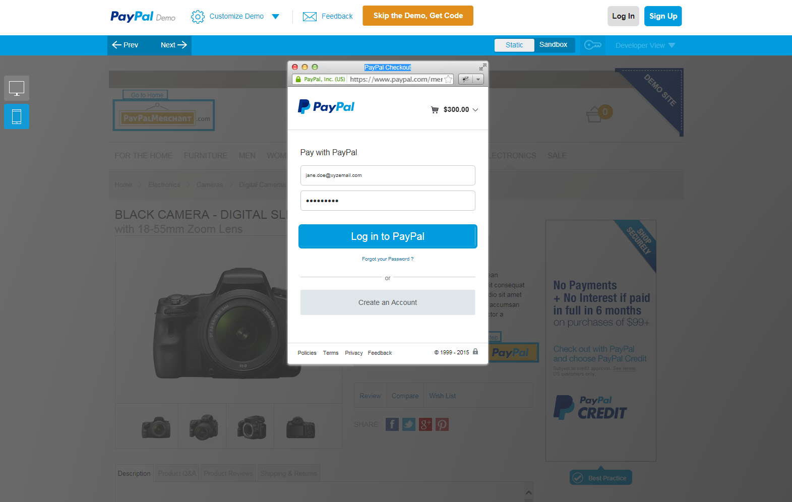PayPal-Demo zur kontextbezogenen Kaufabwicklung